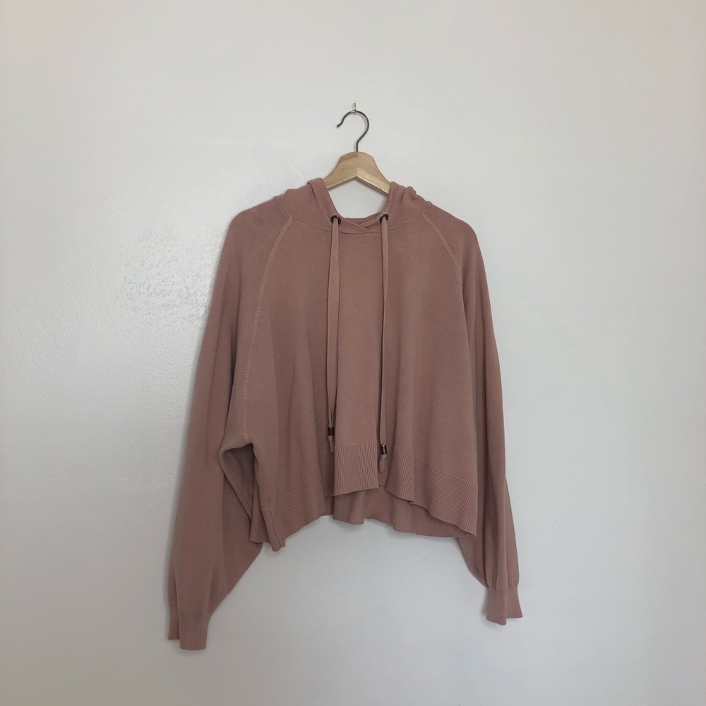 H&M light pink oversized cropped hoodie